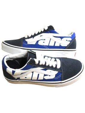 Vans Men's Old Skool Jumbo VANS Logo Blue White Canvas Suede shoes Size 9